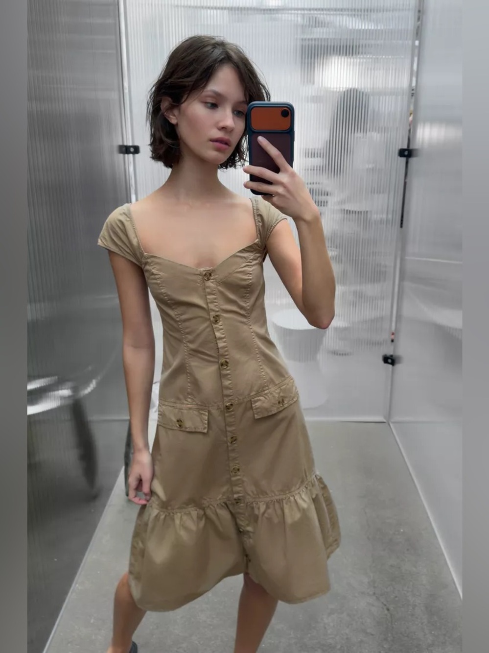 ZARA BUTTONED MIDI DRESS
